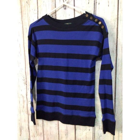 LRL Lauren Jeans Co. Royal Blue & Black Knit top Button Accents Size XS 🌺🌸 - Picture 9 of 9